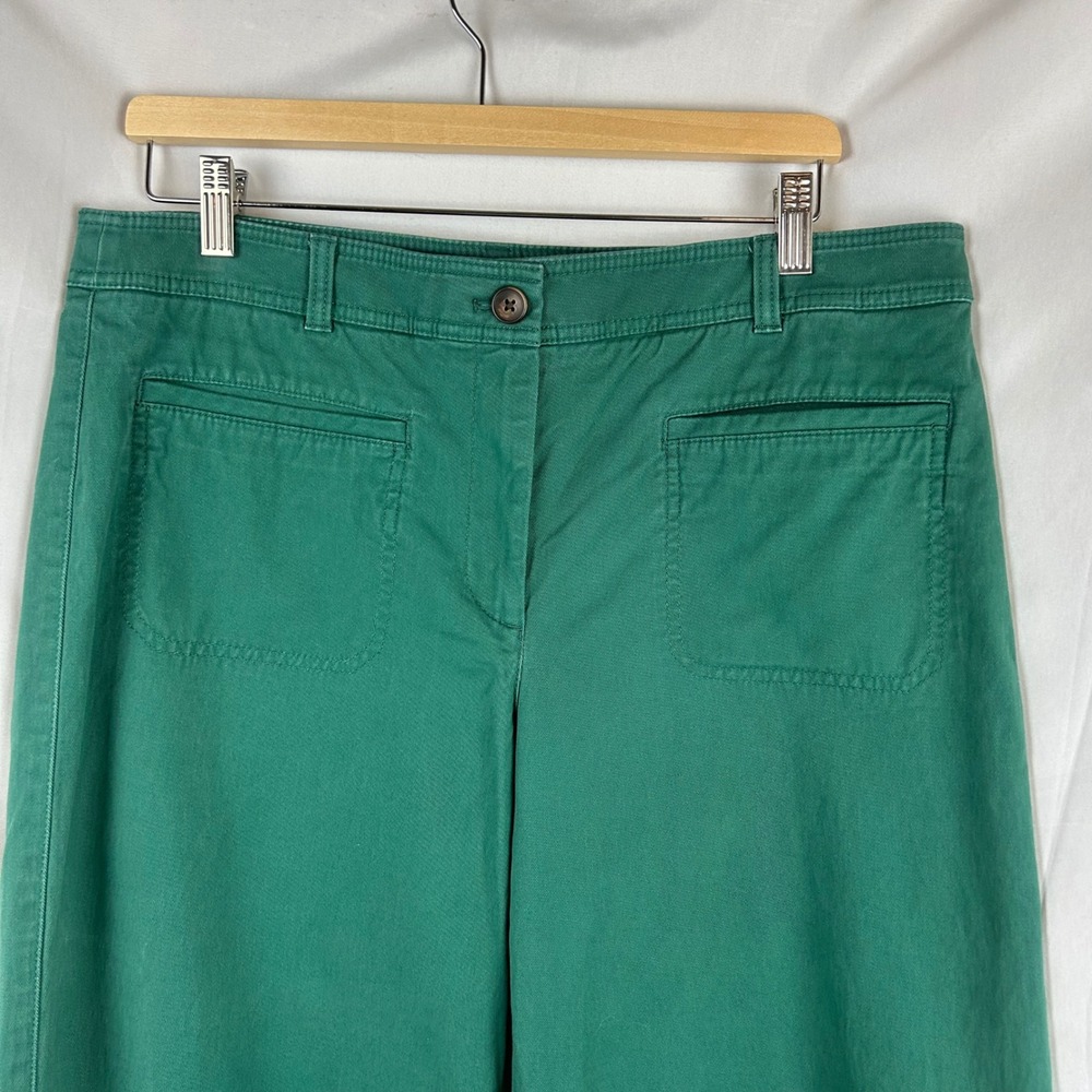 Talbots Womens Green Wide Leg Utility Pants High Rise Cropped Cotton Blend 12 - Picture 3 of 8